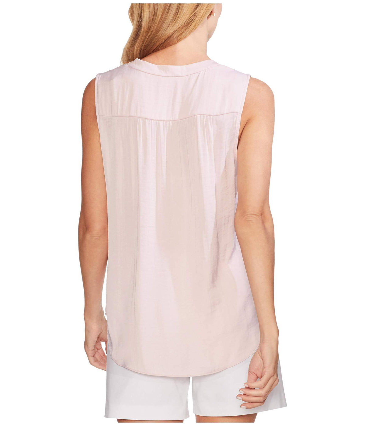 Pink V-Neck Rumple Blouse E541075
