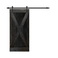 Charcoal Black Solid Wood Interior Sliding Barn Door with Hardware Kit A240