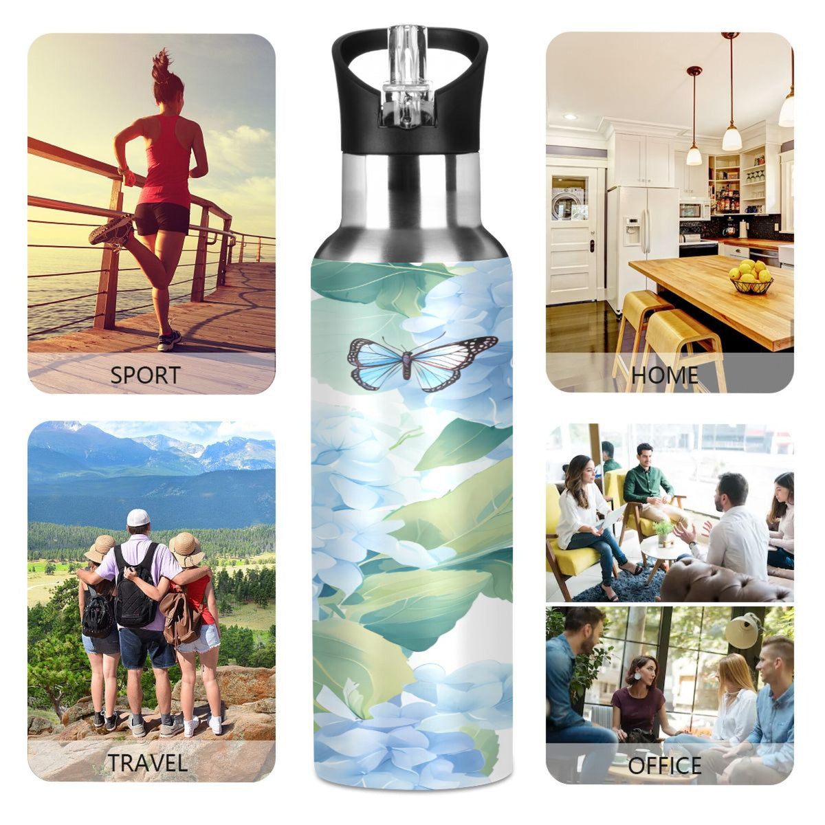 Stainless Steel Insulated Water Bottle with Straw Lid B14431
