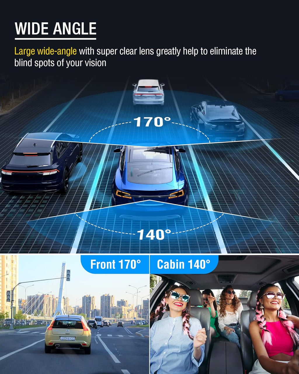 Dual Dash Cam 1080P+720P FHD Front and Inside Car Camera Pack of 2 D9561