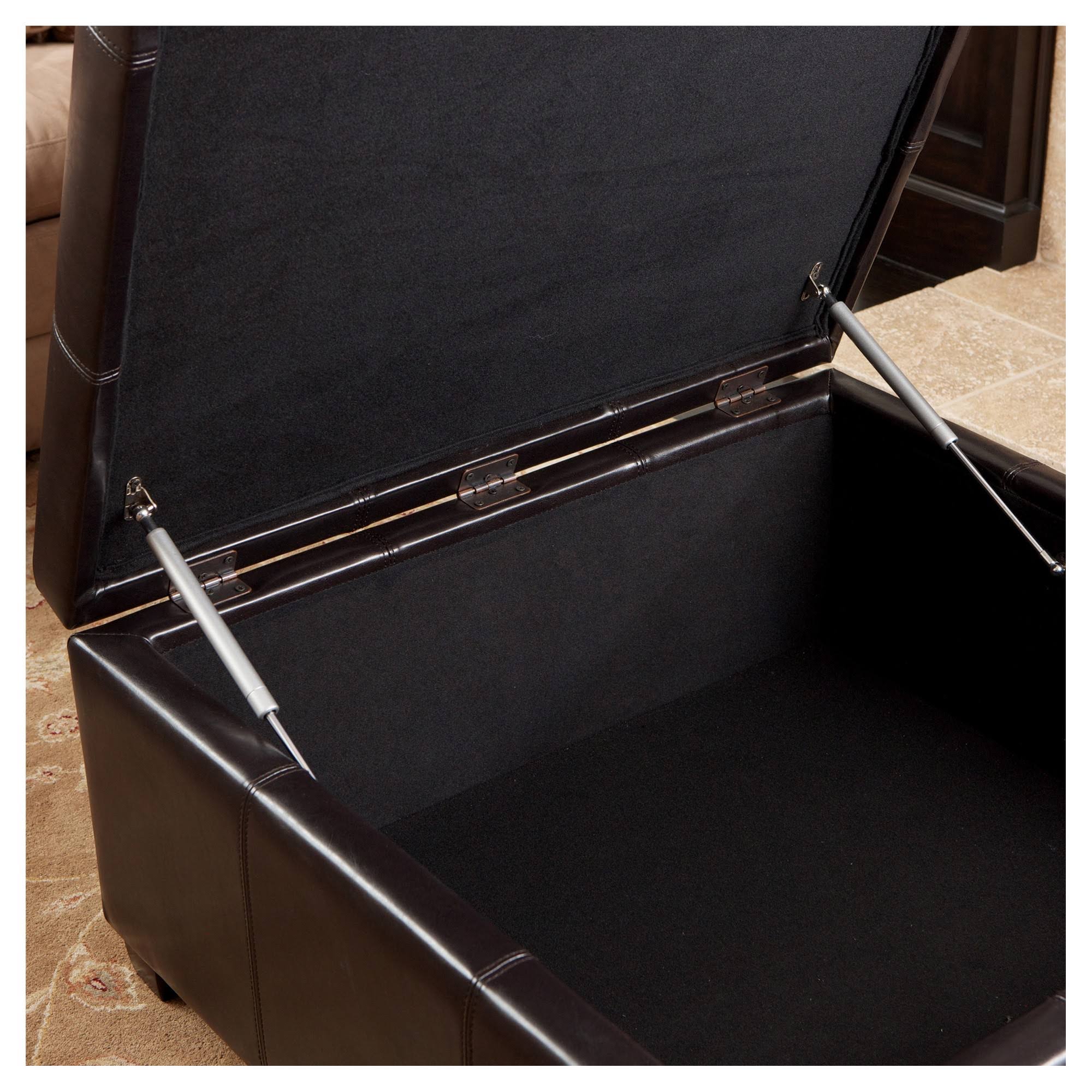Espresso Leather Storage Ottoman J11145