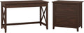 54W Computer Desk with Storage and 2 Drawer Lateral File Cabinet, Pure White Oak Q73799