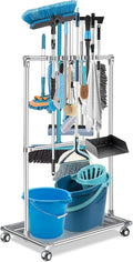 10 Racks 8 Hooks Floor Standing Cleaning Tool Storage Cabinet Y457
