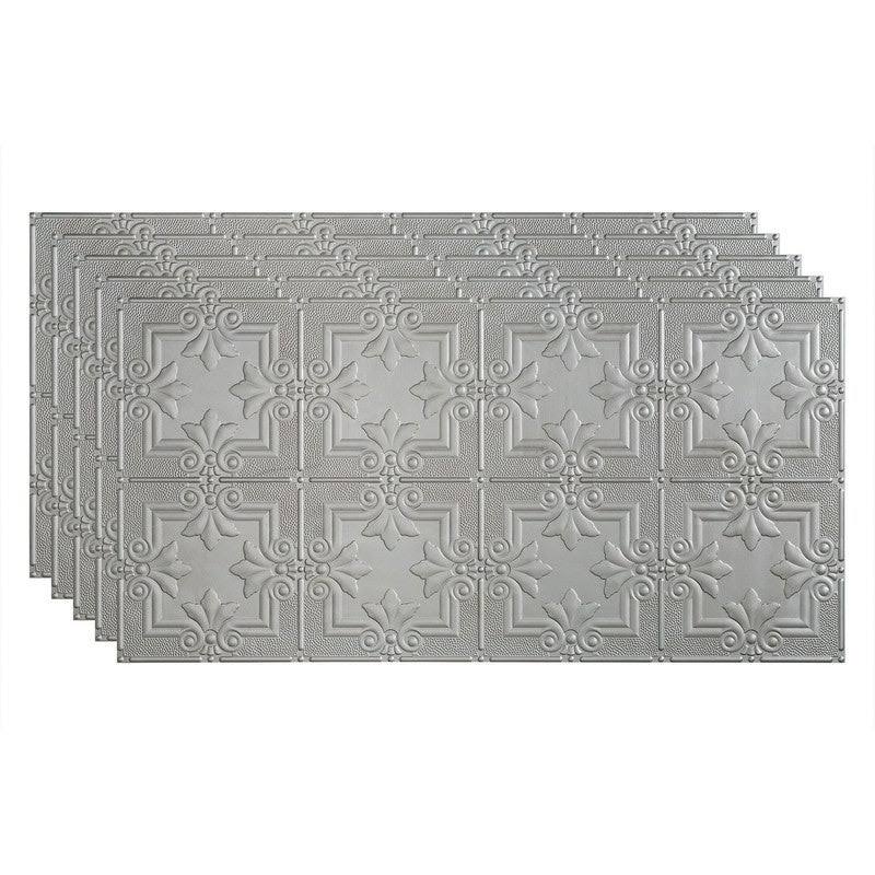 Argent Silver Decorative Vinyl Glue Up Ceiling Tile 5 Pack G580