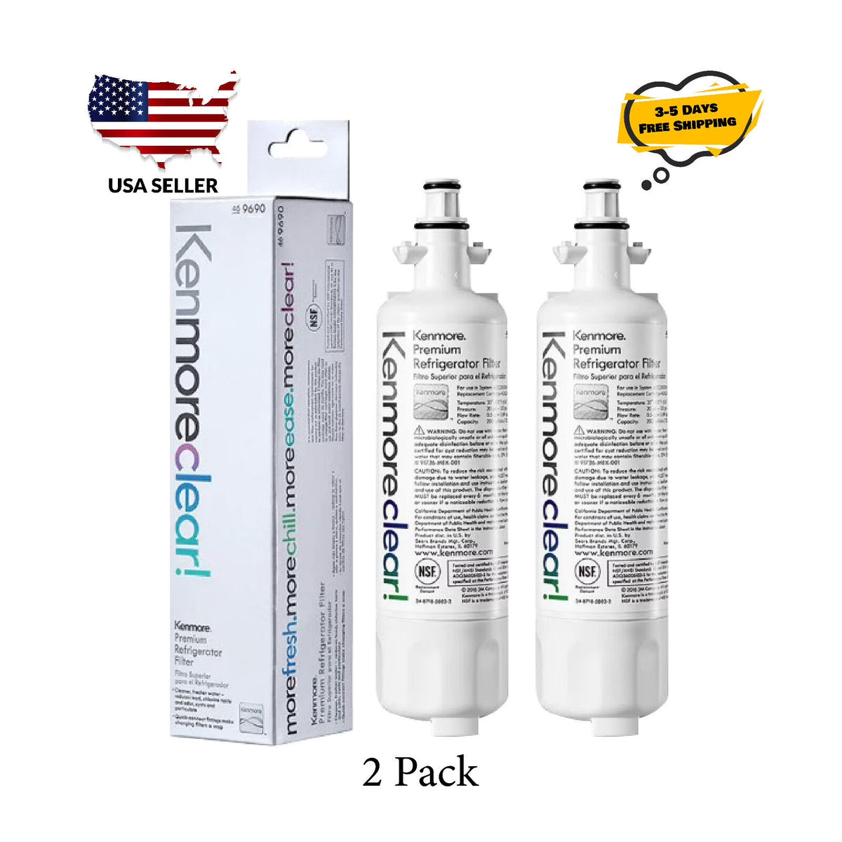 2 Pack Refrigerator Water Filter I823999
