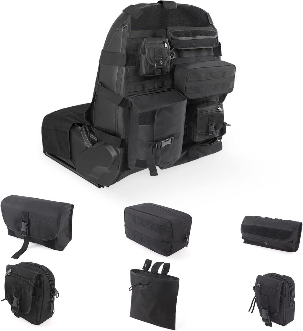 Tactical Car Seat Back Organizer with 6 Detachable Pockets Pack of 2 I581180