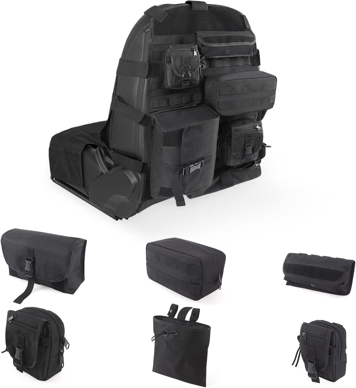 Tactical Car Seat Back Organizer with 6 Detachable Pockets Pack of 2 I581180