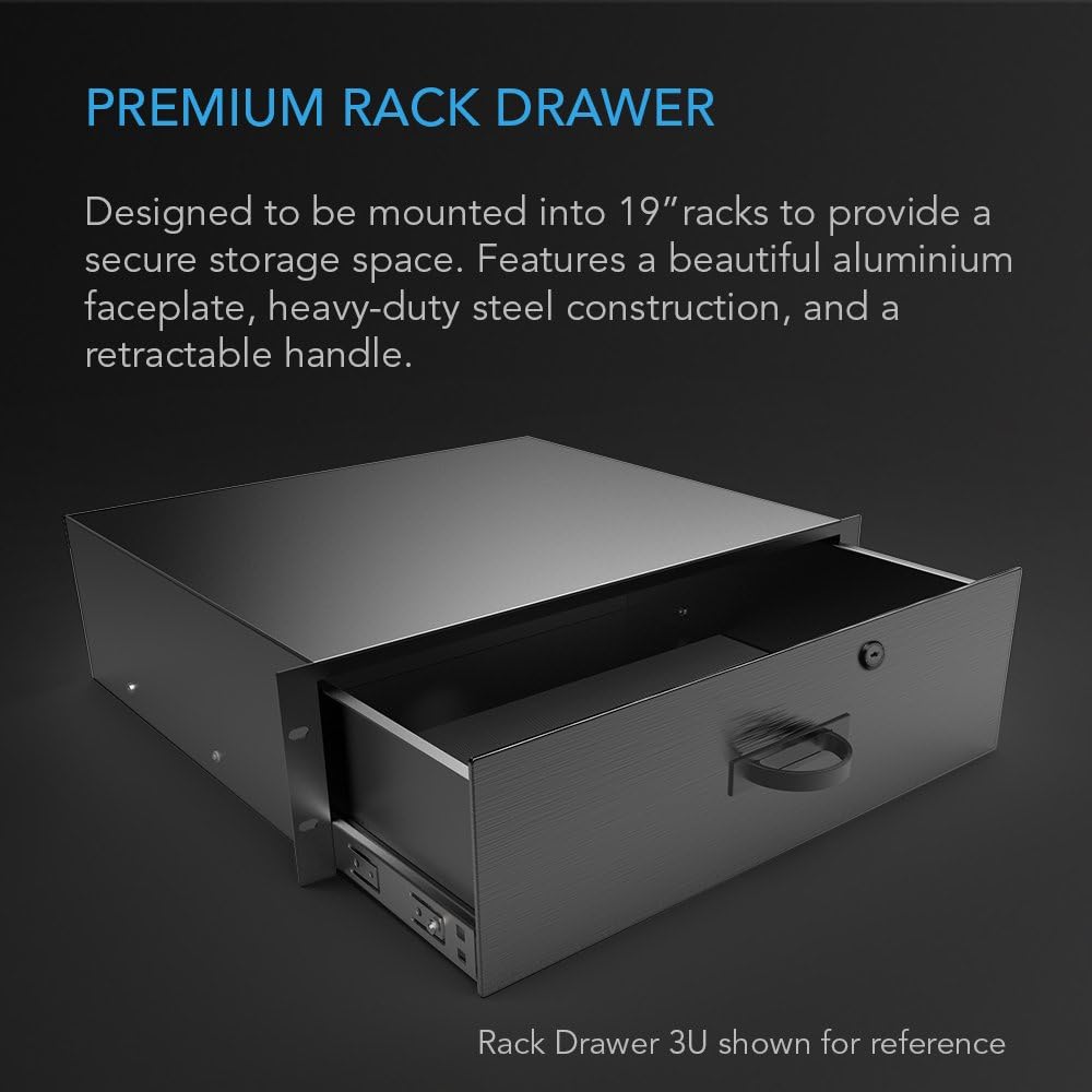 2U Rack Mount Drawer with Lock and Key for 19" Equipment Racks Z77586