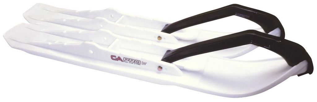 White XCS Snowmobile Skis with 8" Round Bars Complete Kit N210