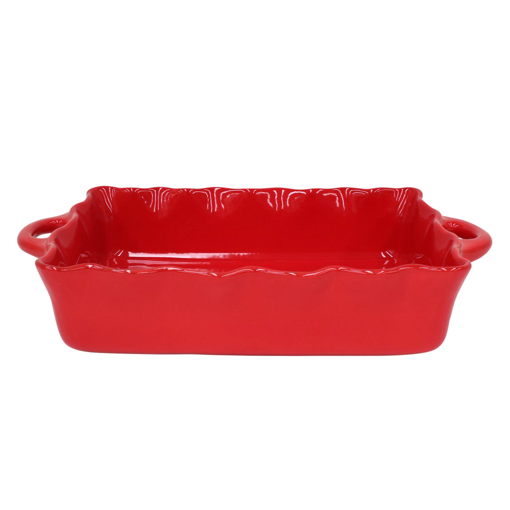 Red Ruffled Rectangular Baker W60447
