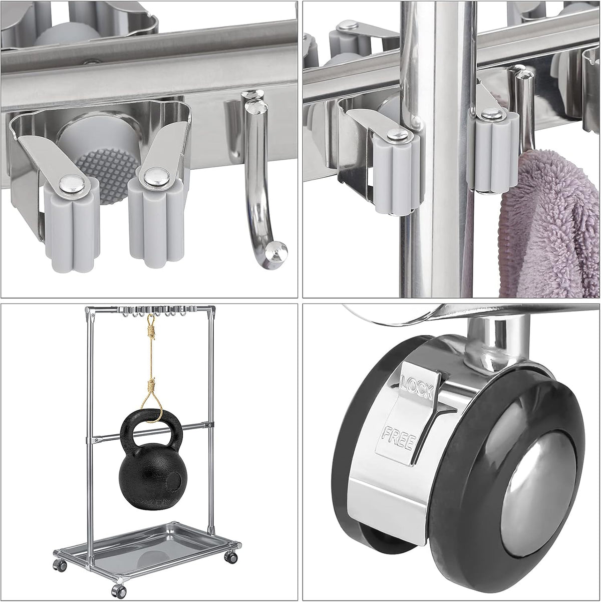 10 Racks 8 Hooks Floor Standing Cleaning Tool Storage Cabinet Y457