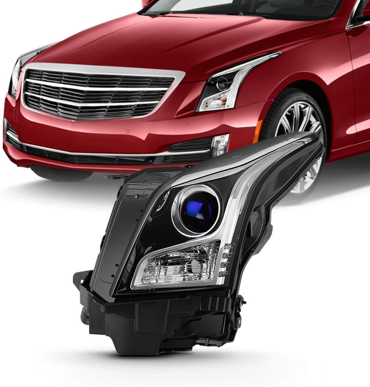 Projector Chrome Headlights Pair for Cadillac ATS Sedan I250