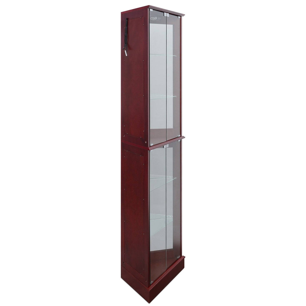 Cherry Lighted Corner Curio Cabinet with Tempered Glass Door M334098