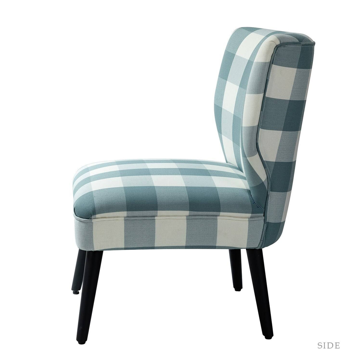 Grey Buffalo Plaid Side Chair with Black Base, Set of 2 V431429