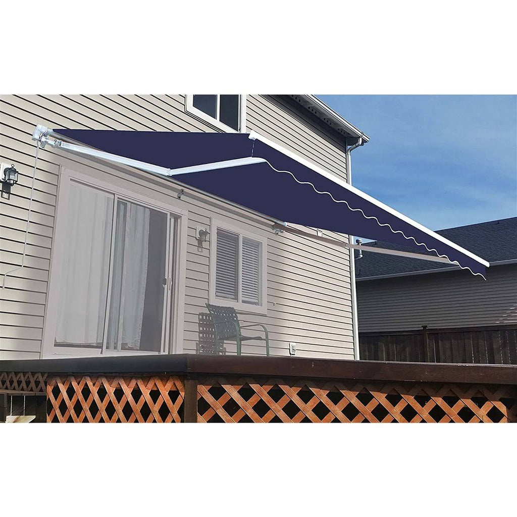 Retractable Motorized Patio Awning Blue 13 x 10 Feet Q601