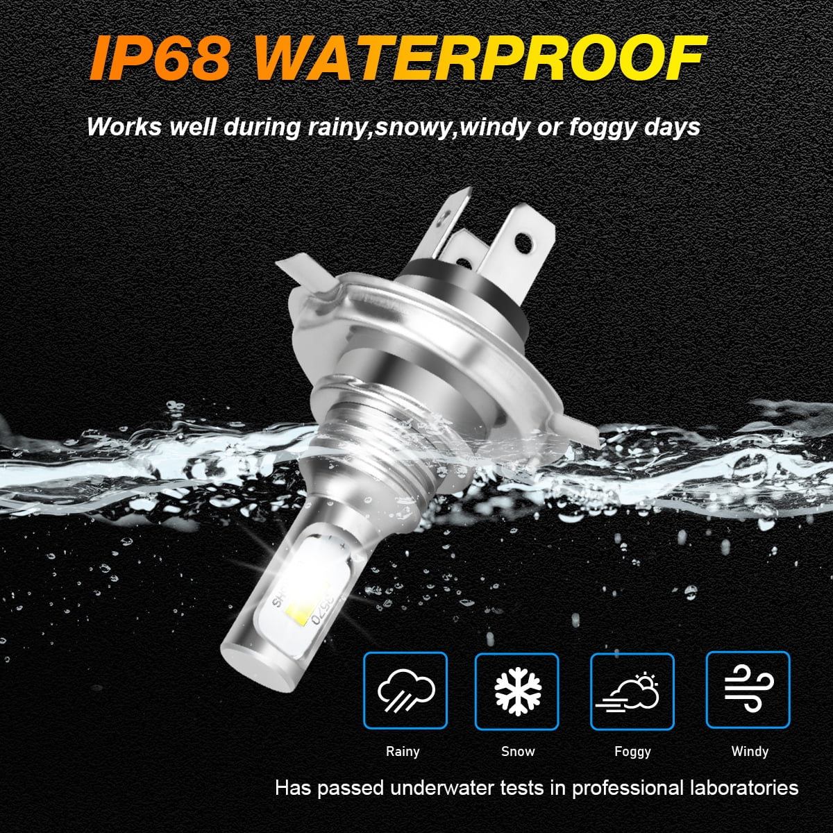 H4 High/Low Beam H11 Fog Light LED Headlight Bulbs 6000K White 4Pcs Z89336