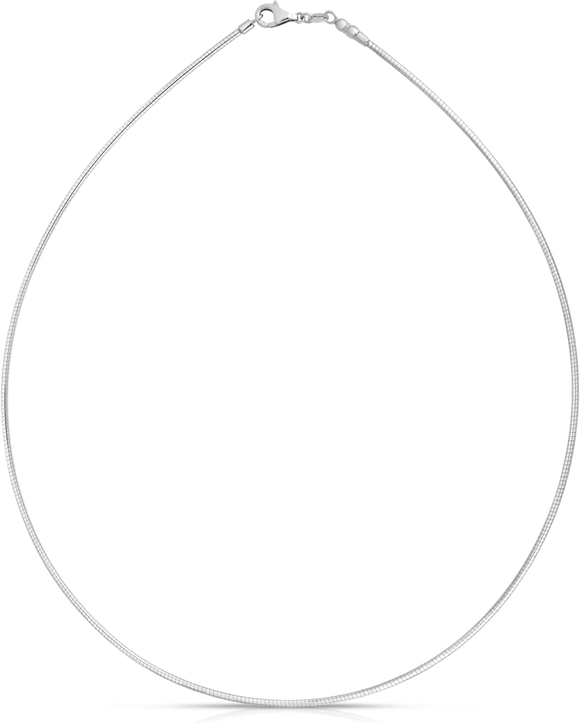14k White Gold 1mm Omega Chain Necklace S43272