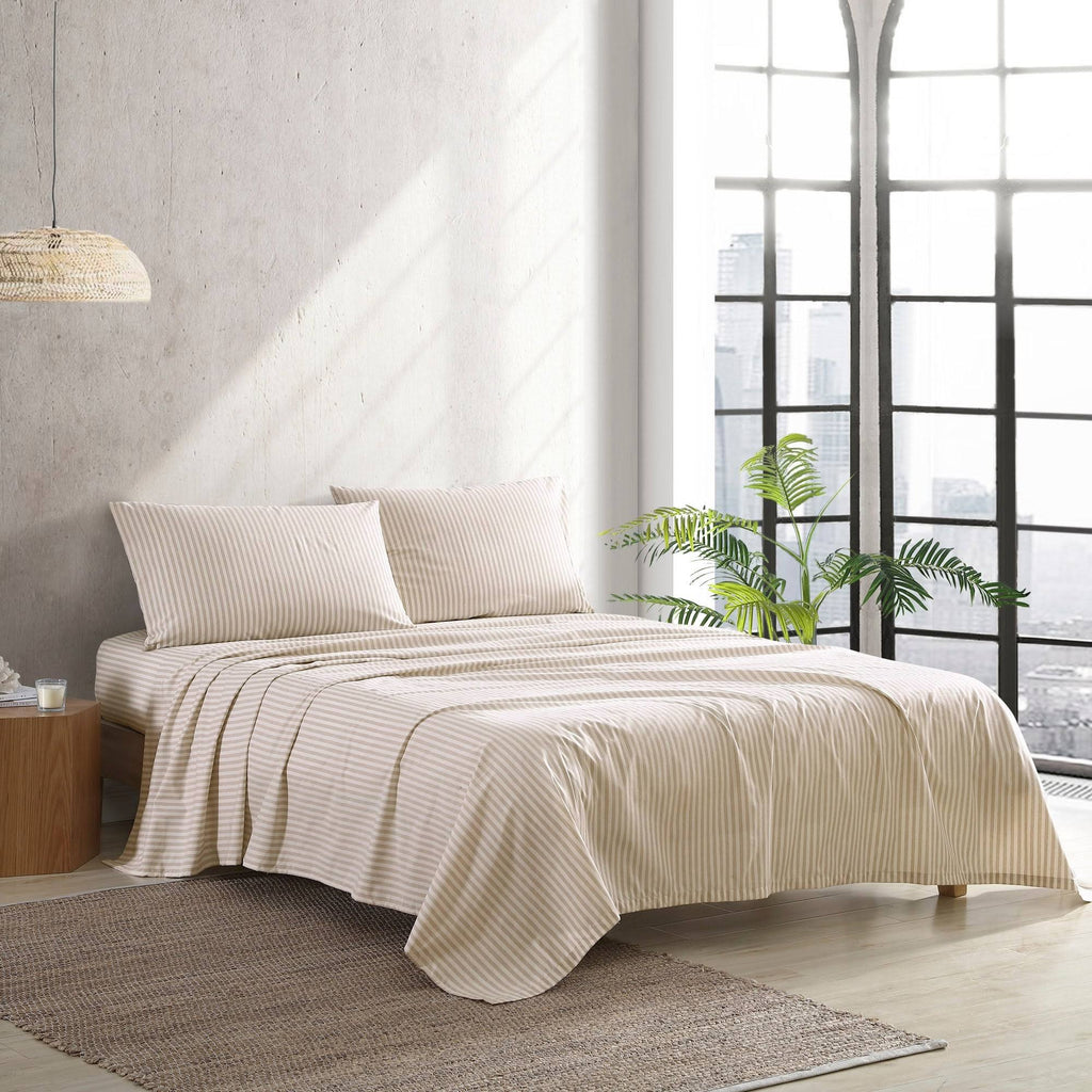 Beige King Percale Sheet Set Y219034
