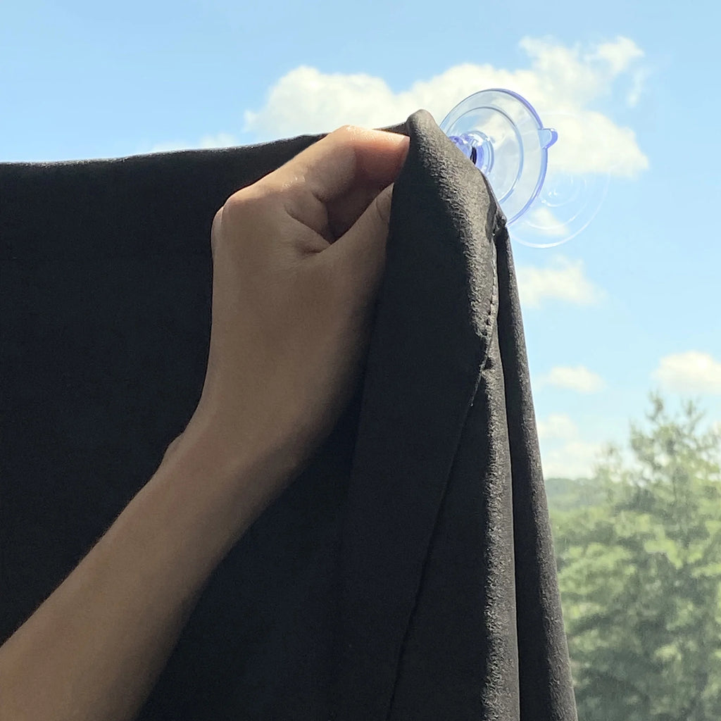 100% Blackout Suction Cup Curtain Panel, 50"x78", Black A7618