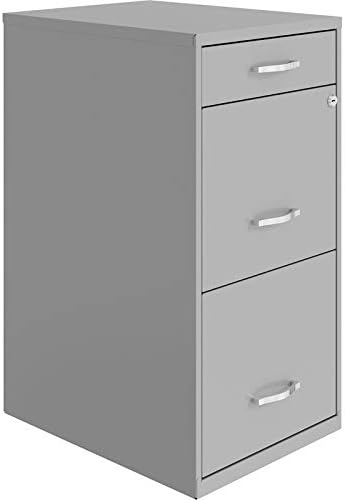 18in Deep 3 Drawer Metal File Cabinet Pearl White J23214