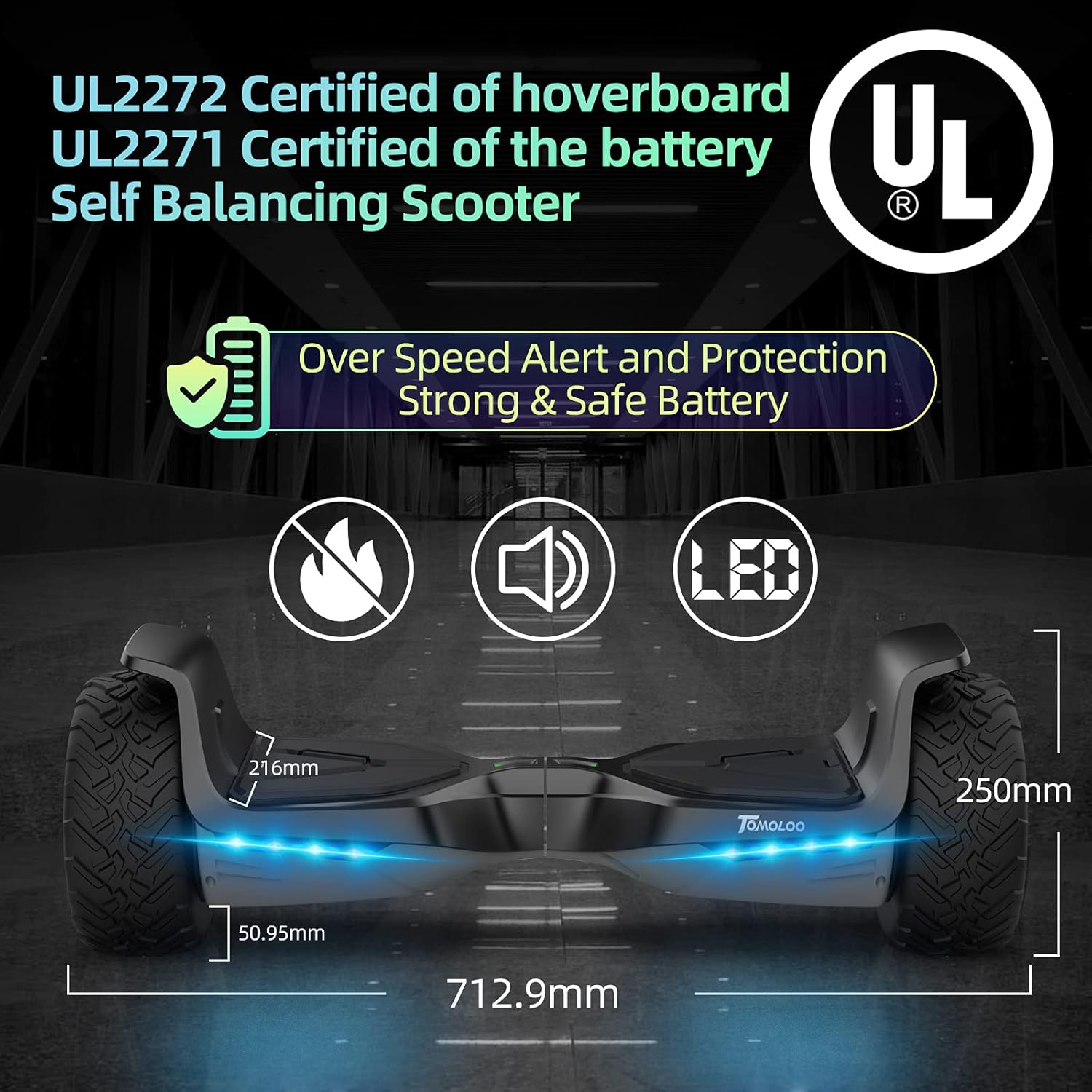Offroad All Terrain 8.5 Two-Wheel Self Balancing Hoverboard with Bluetooth Speakers and Lights V155280