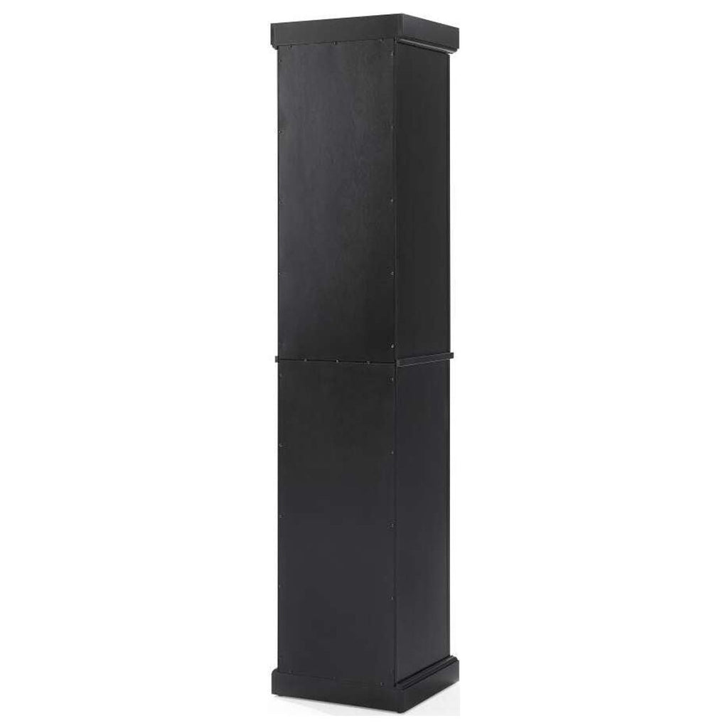 Distressed Black Wood Linen Cabinet E8058