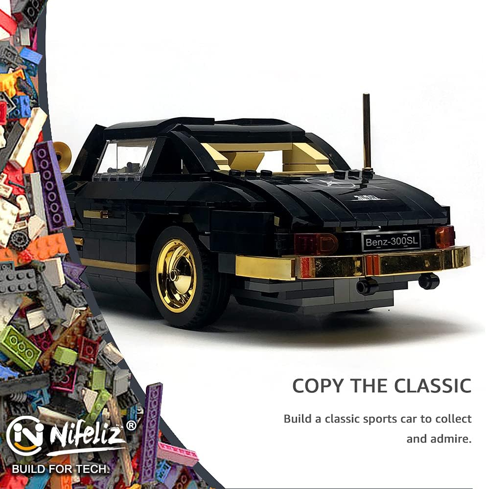 Retro Sports Car Building Blocks Set, 886 Pcs O51420
