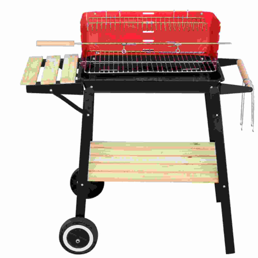 Black Red Enamel Charcoal Oven N549