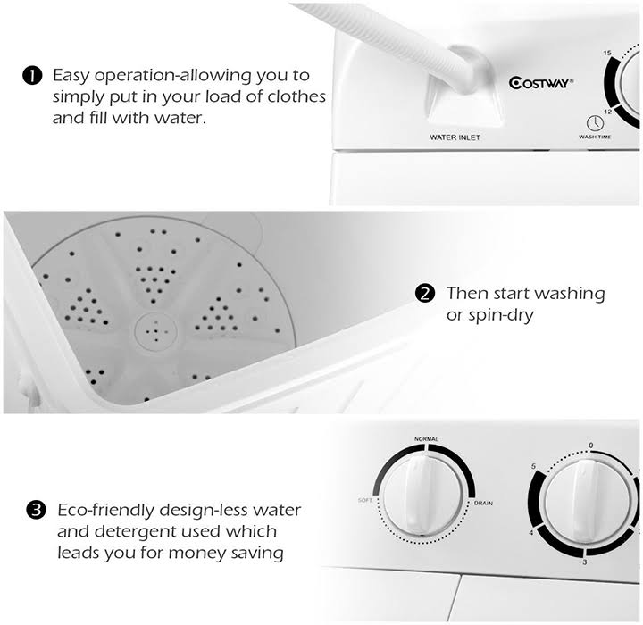 Compact Twin Tub Washing Machine Washer Spinner C7185