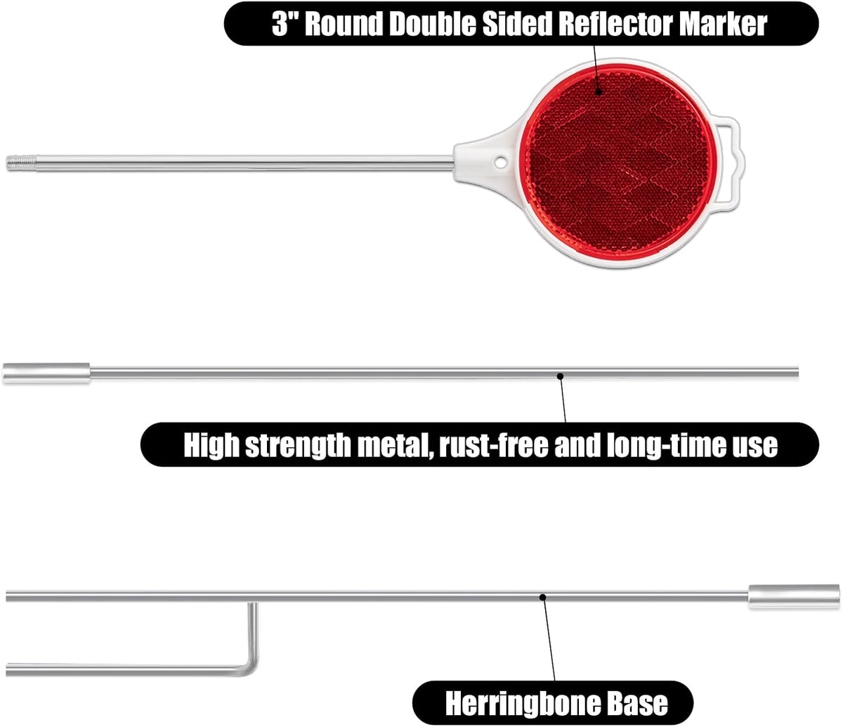 Red Reflective Driveway Markers 37.5-inch Double Sided Metal Post Driveway Reflectors 16 Pack F834282