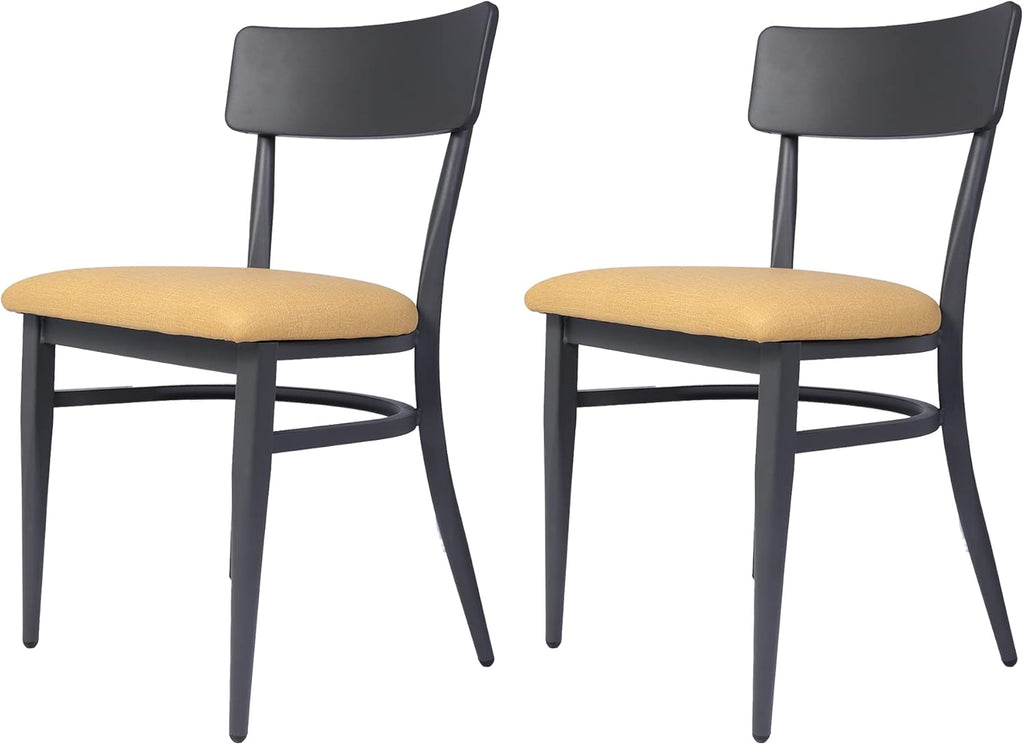 2 Set Dining Side Chairs with Wooden Seat and Metal Legs M339053