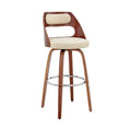 Cream and Brown 26 inch Leatherette Barstool with Cut Out Back W452881
