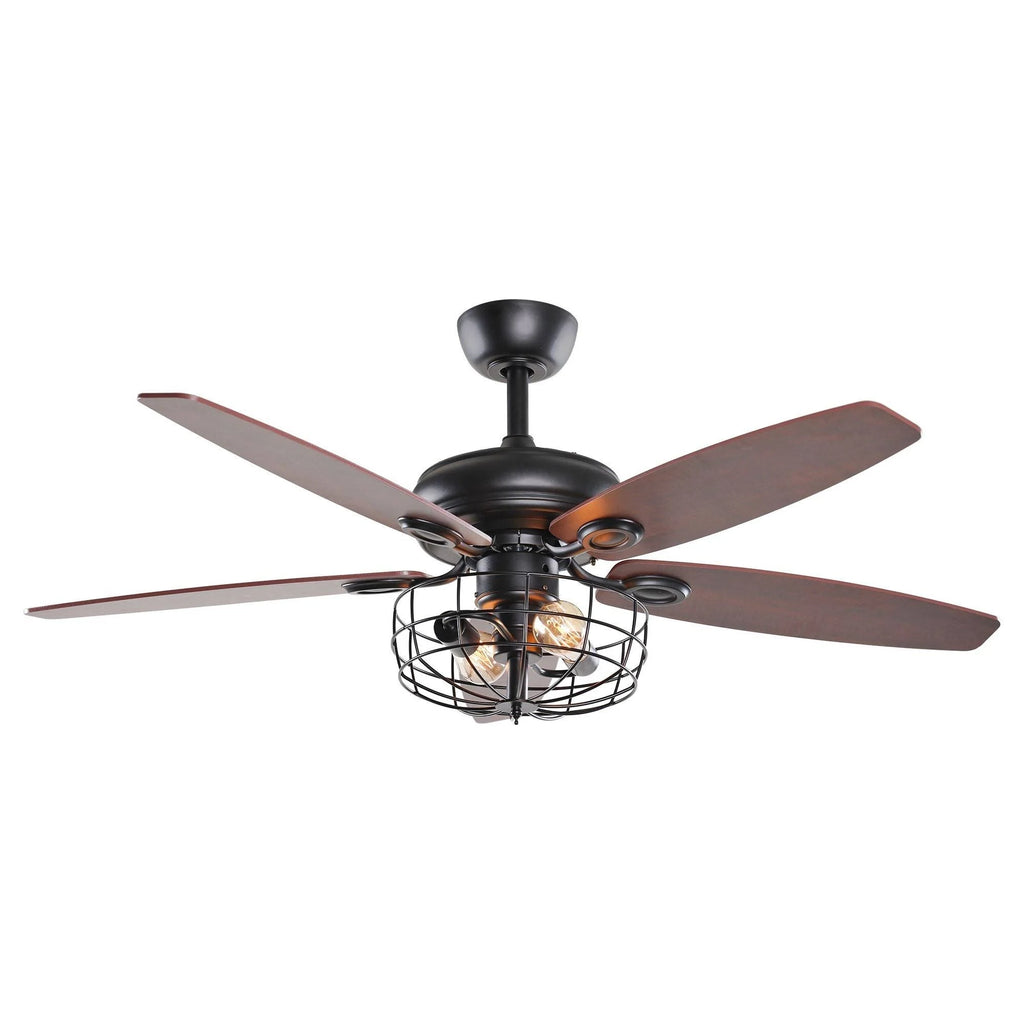 Black Metal Caged Ceiling Fan with Light Kit C606529