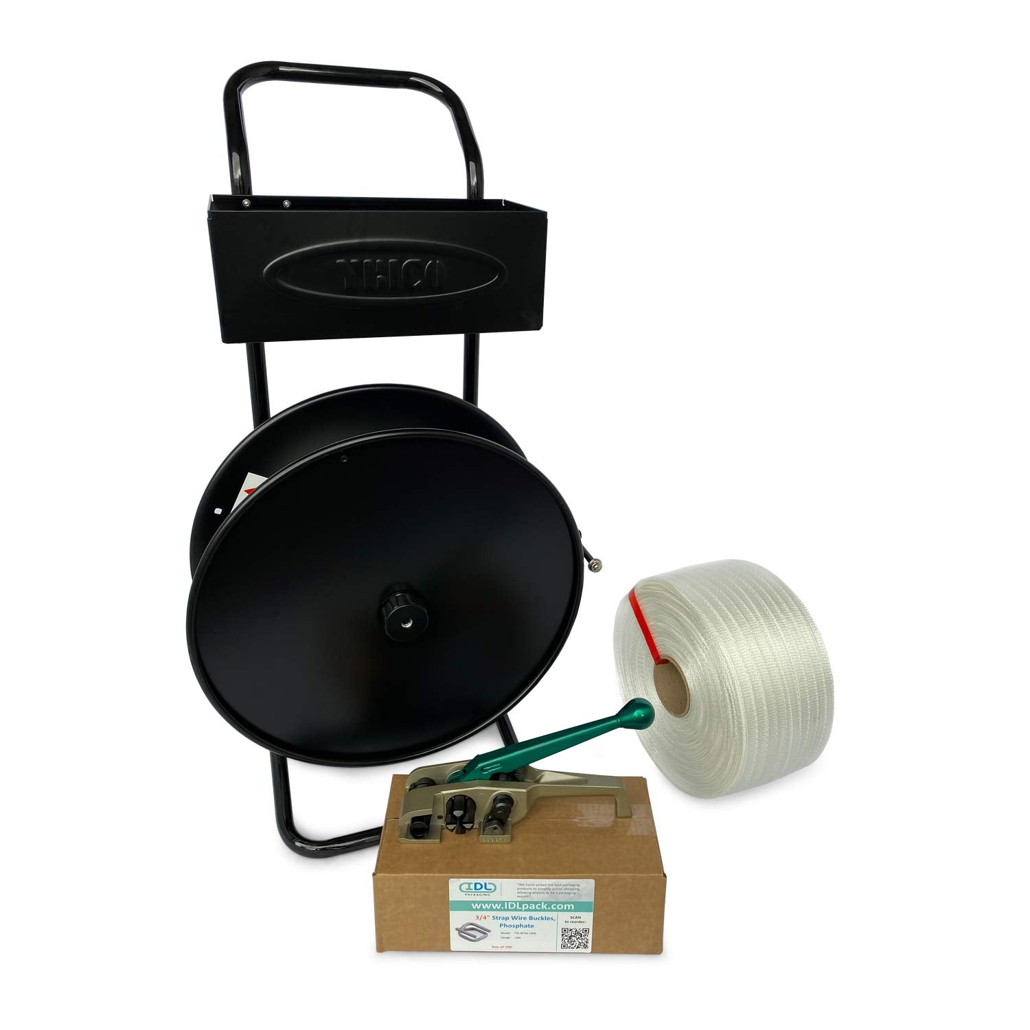 3/4" x 1640' Woven Cord Strapping Kit with Tensioner and Wheeled Cart S715