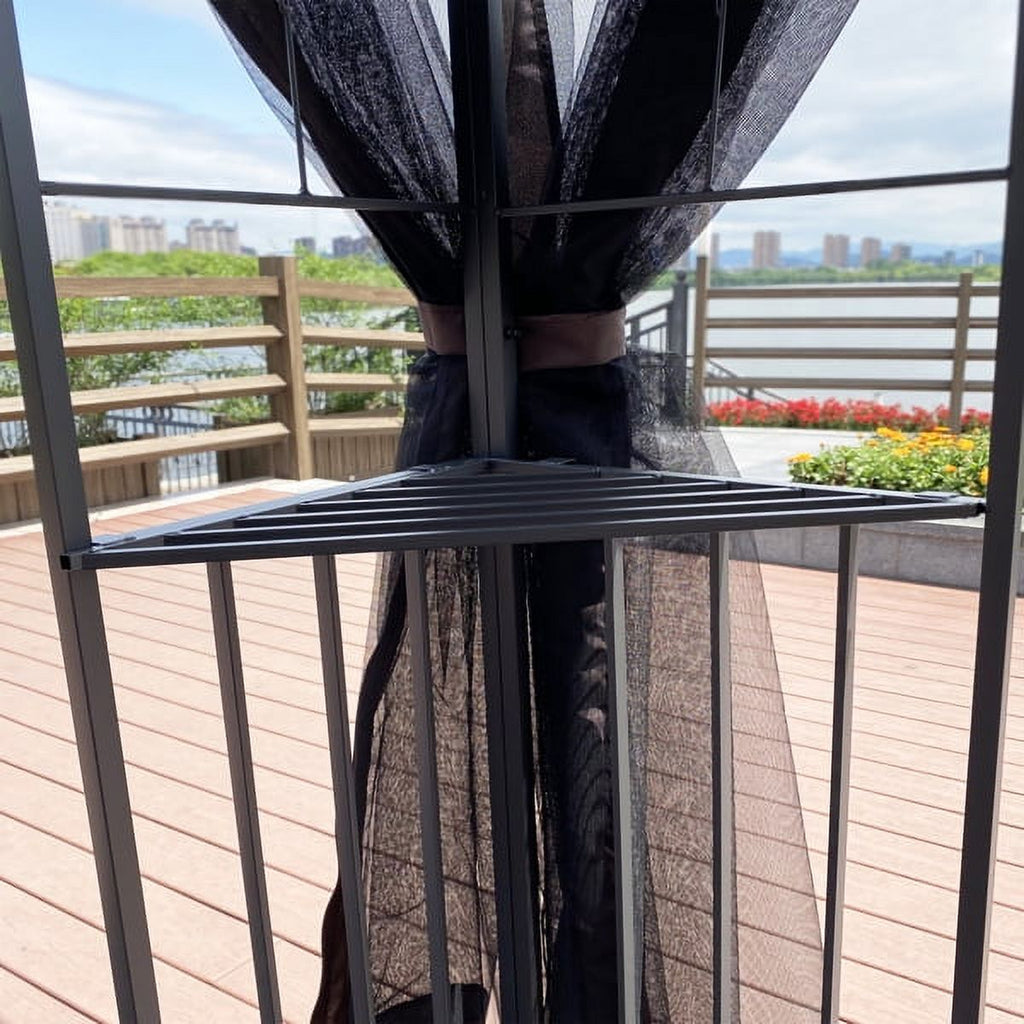 Brown Top Patio Gazebo Canopy Tent With Mosquito Net U6418
