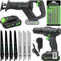 20 V Max Cordless Combo Kit with Impact Drill Driver, Reciprocating Saw, 1.3 Ah Li-ion Battery Pack, Charger, and 7 Blades T329