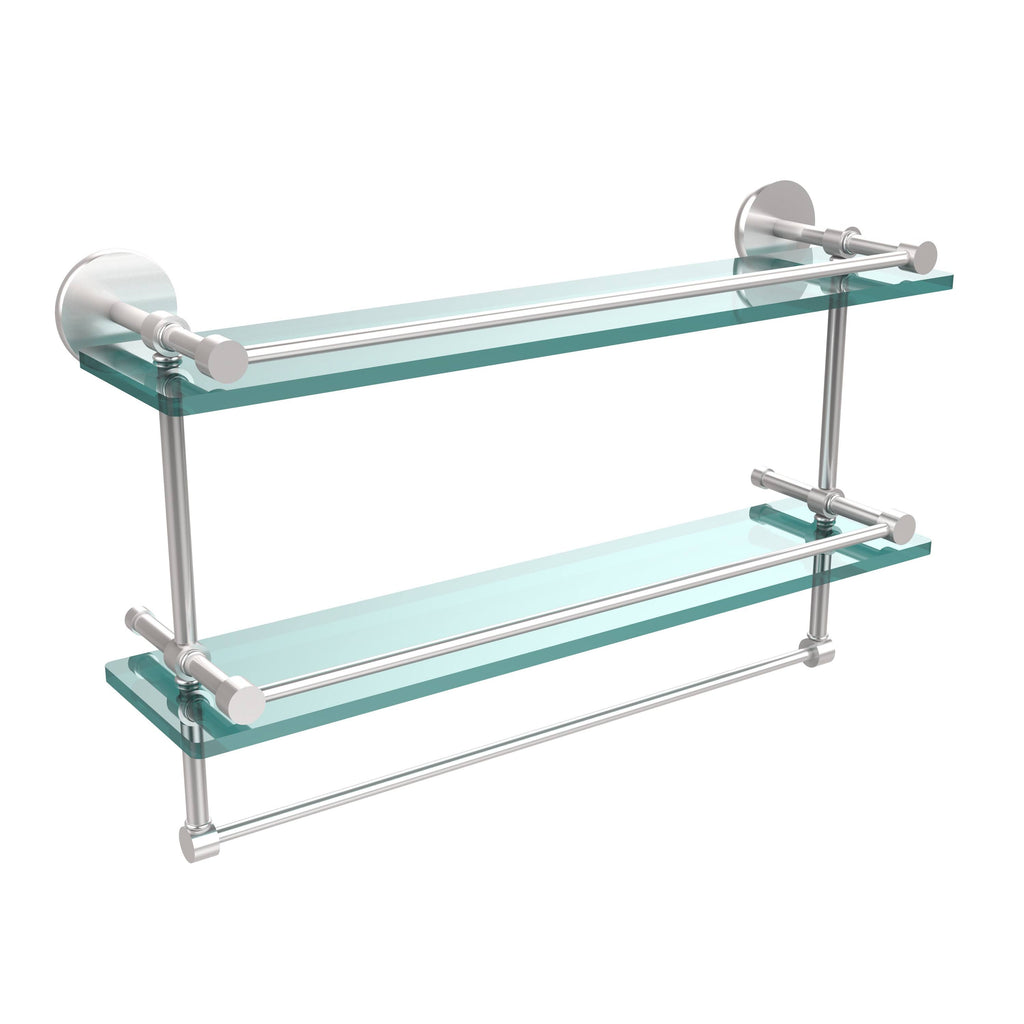 Polished Brass Double Glass Shelf with Towel Bar Y2909
