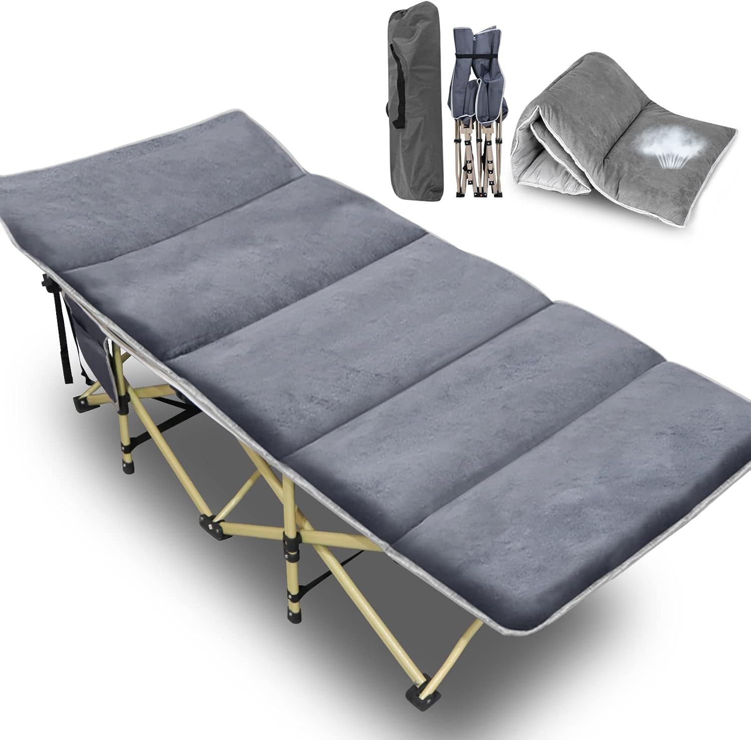 Camping Cot with Carry Bag, Noble Gray L9333