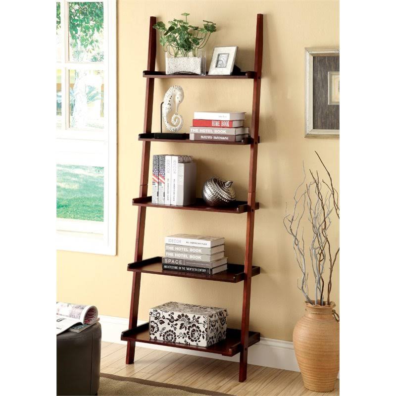 5 Shelf Ladder Bookcase Cherry Y878666