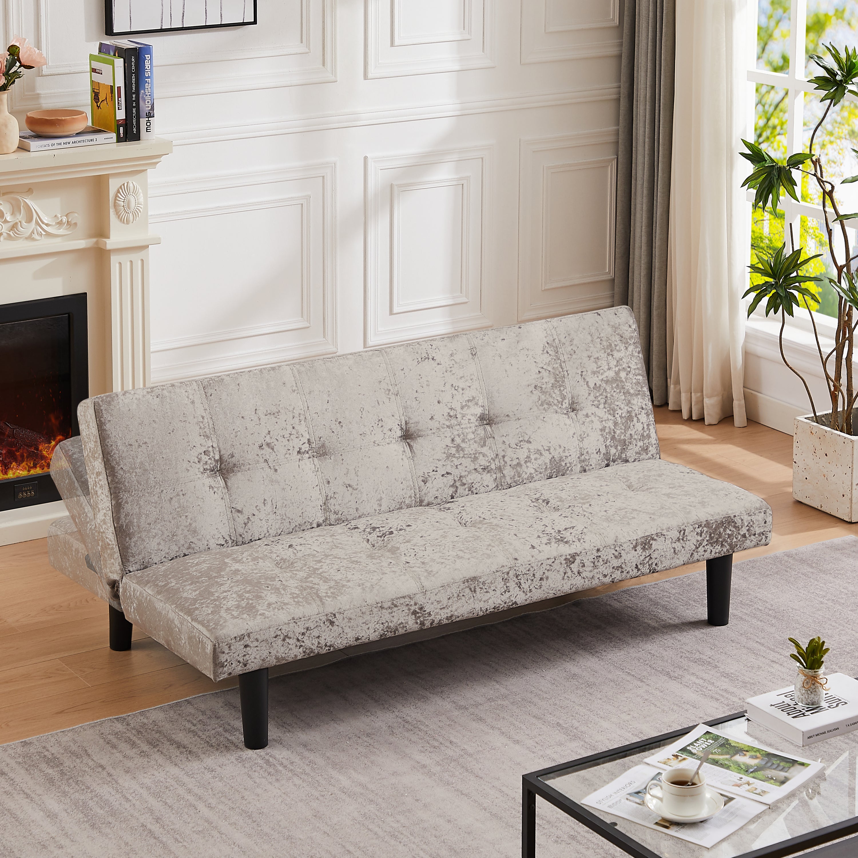Silver Convertible Sofa Bed Z17703