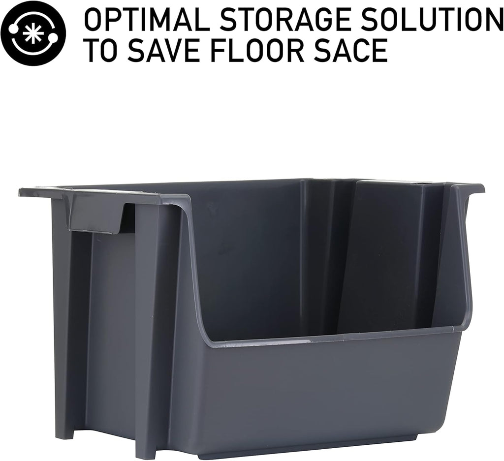 Black Pack of 3 Stackable Storage Bins F476
