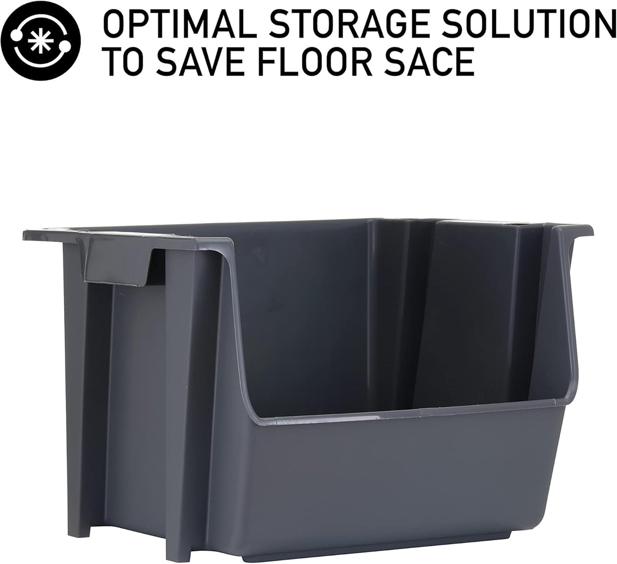 Black Pack of 3 Stackable Storage Bins F476