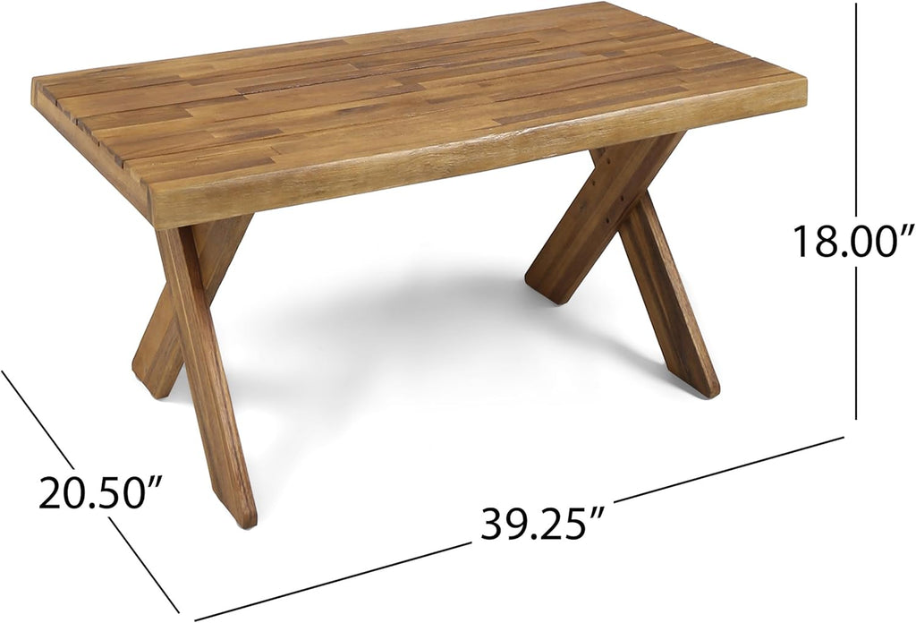 Acacia Wood Coffee Table, Sandblast Teak Finish J926
