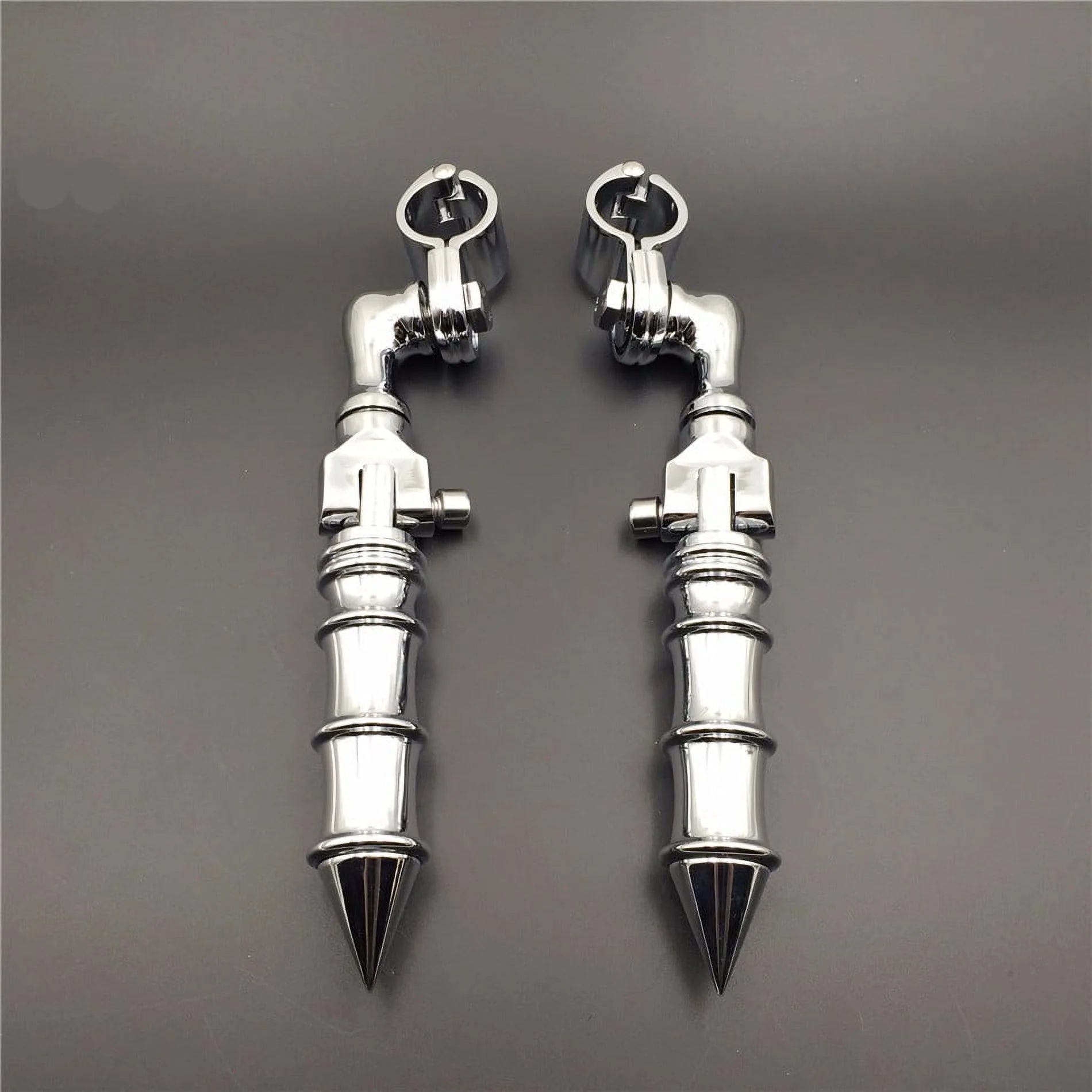 Chrome Angled Peg Mounting Kit with Foot Peg For Bike with 1-1/2 inch Front Engine Guard Frame Tube R9793