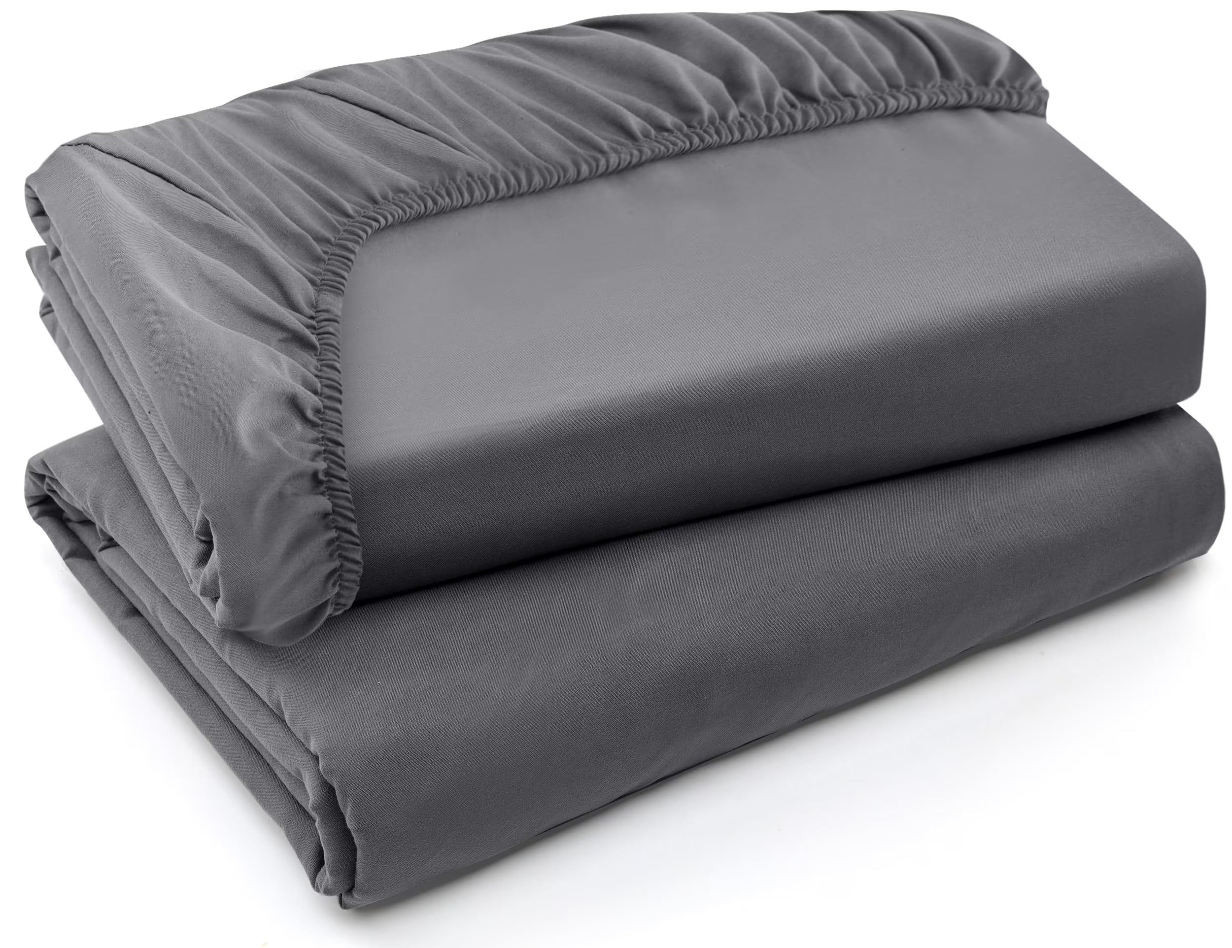 Grey Twin XL Fitted Sheets 2 Pack, Brushed Microfiber, Deep Pockets D914