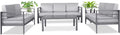 4 Pieces Metal Patio Sectional Sofa with Cushions and Coffee Table C465