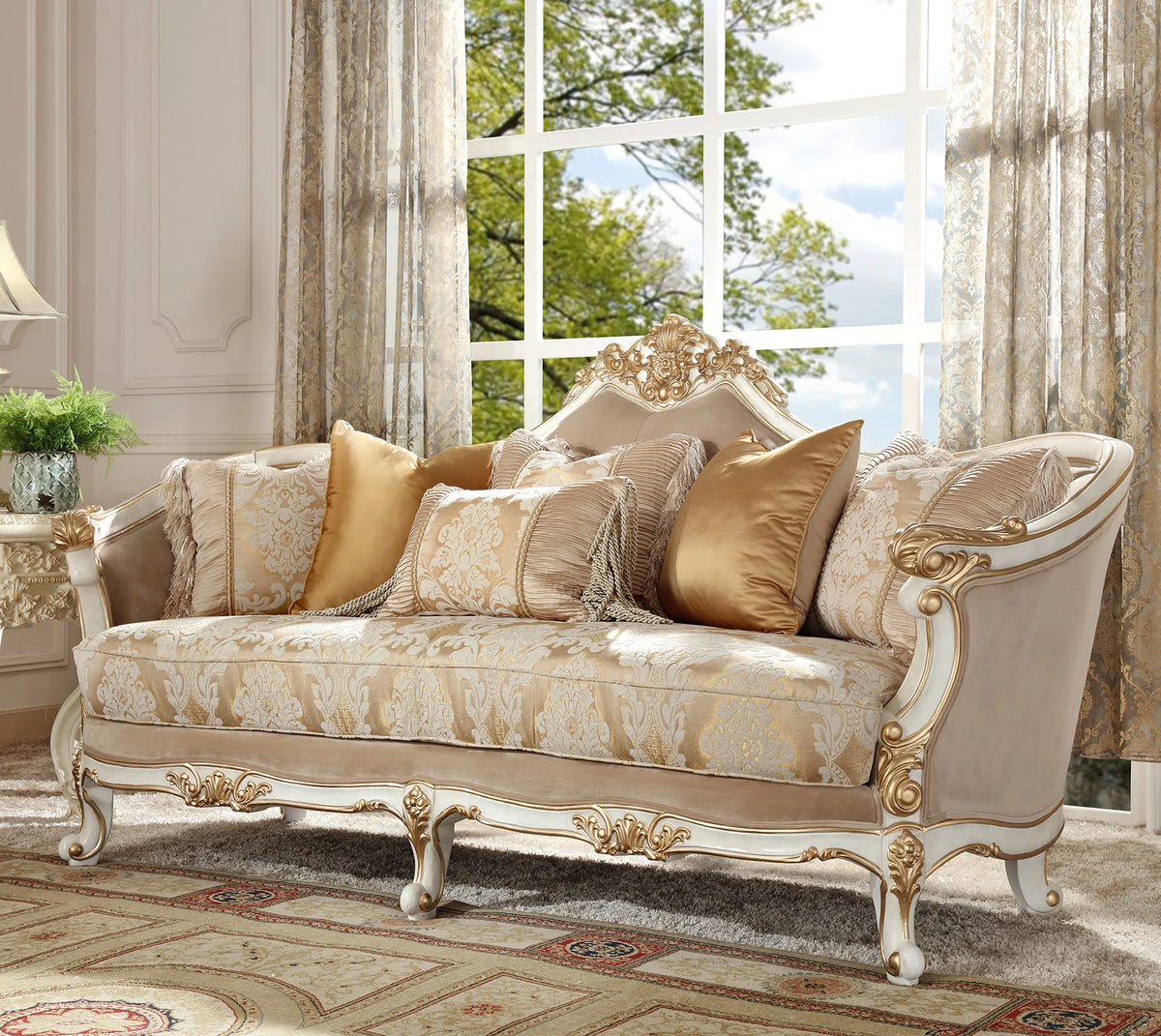 White 3Pcs Carved Wood Sofa Set T50082