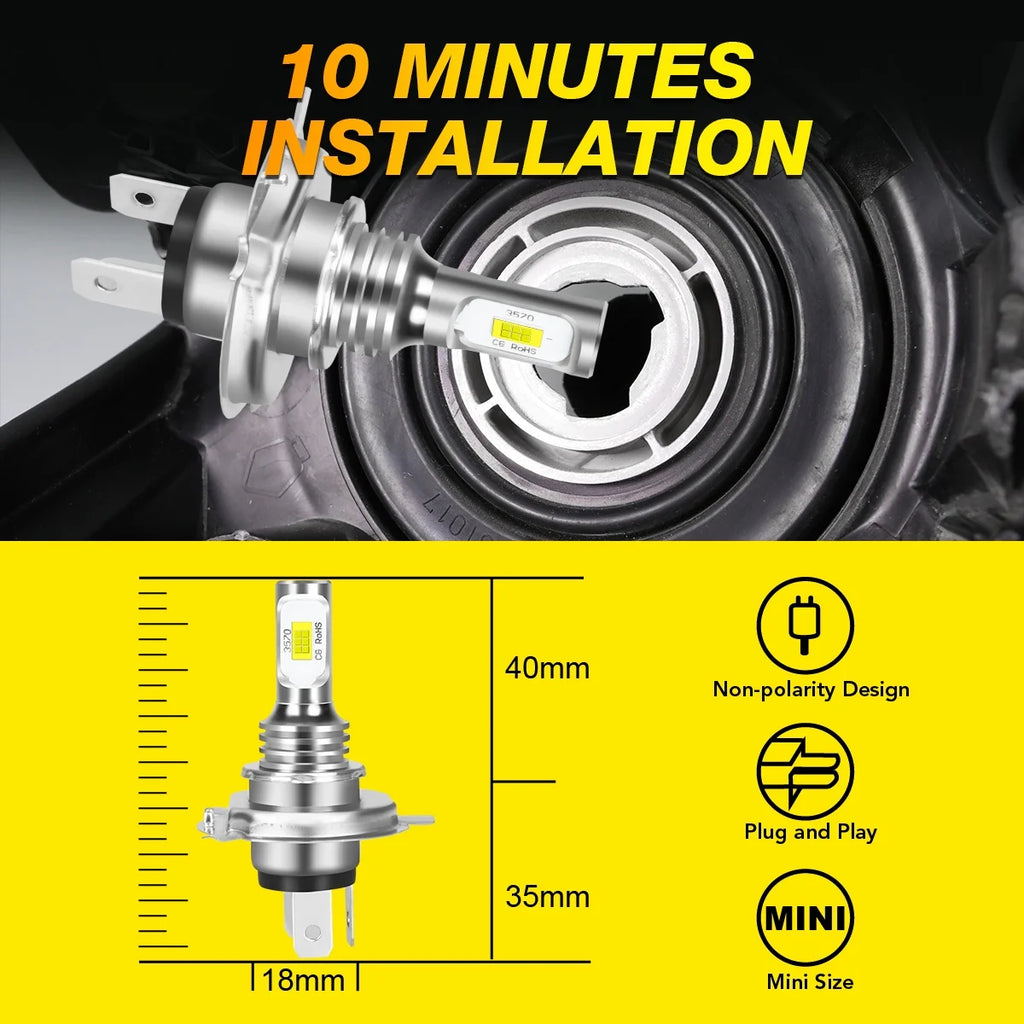 H4 High/Low Beam H11 Fog Light LED Headlight Bulbs 6000K White 4Pcs Z89336