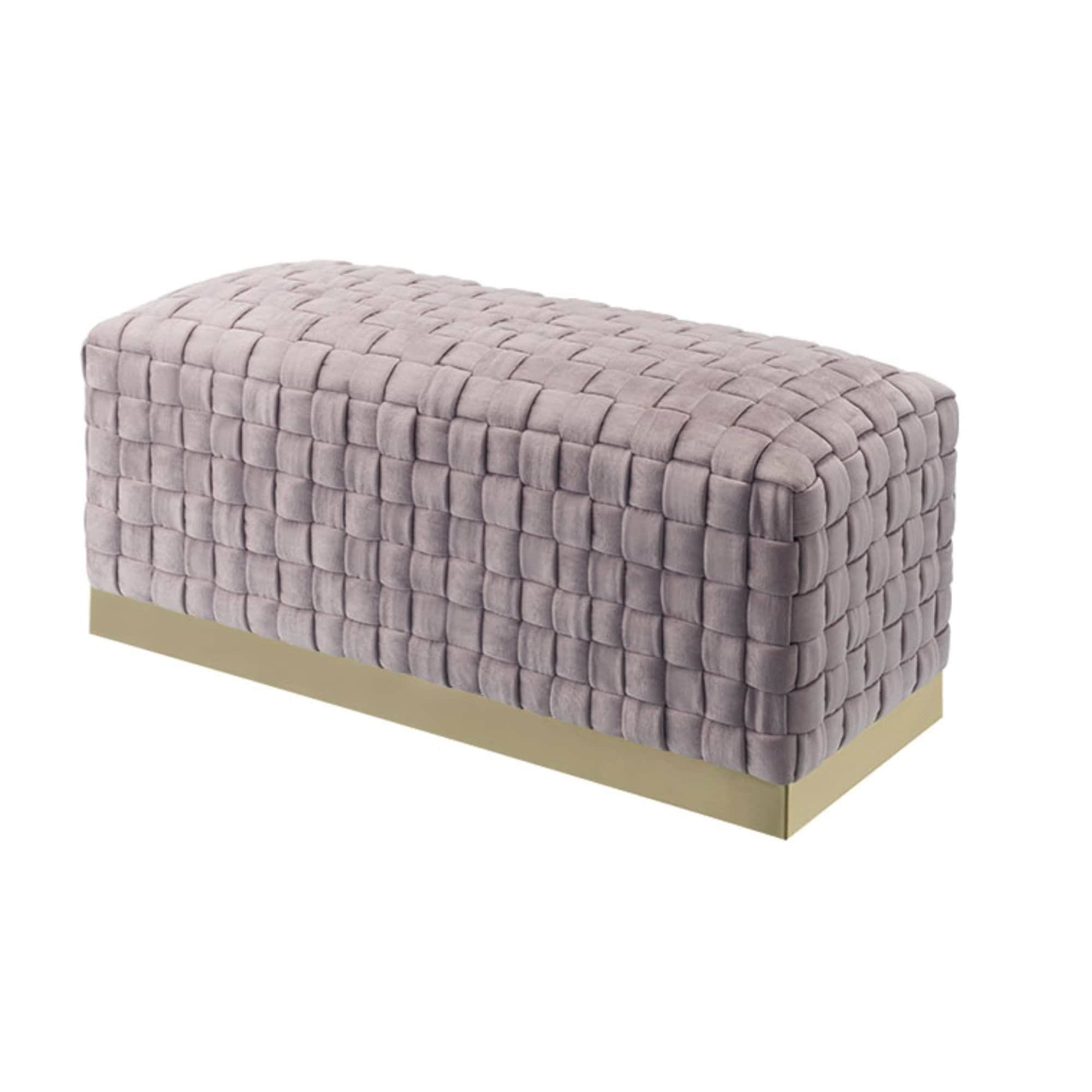 Lilac Gold Velvet Bench with Stainless Steel Base J7981