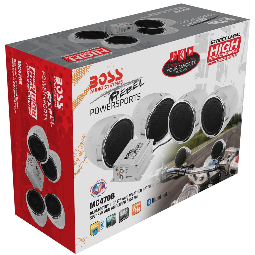 Chrome Handlebar Motorcycle Speakers L4449